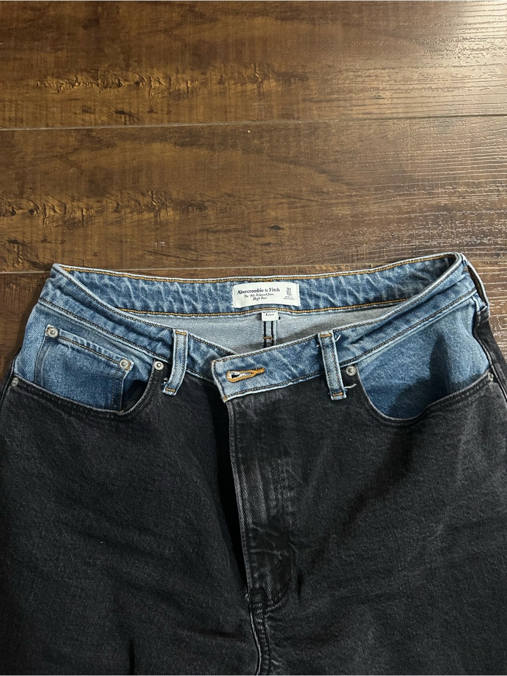 Abercrombie & Fitch Black Jeans with Blue Waistband - Picture 2 of 4